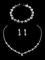 Schmucksets Silber Karabinerverschluss Metall Strass Durchbohrt 3-teiliges Schmuckset