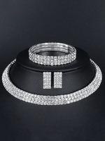Schmucksets Silber Karabinerverschluss Metalllegierung Strass Durchbohrt 3-teiliges Schmuckset