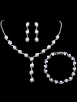 Schmucksets Silber Metalllegierung Strass Durchbohrt 3-teiliges Schmuckset