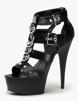 Schnalle Plattform offener Spitze PU Leder Sexy Sandalen