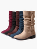 Schnalle Spitzen Zehe Mikro Wildleder Mitte Calf Boots