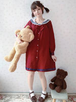 Schöne Lolita OP Kleid Lolita Bow Burgunder Lace Lolita One Piece Kleider