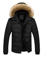 Schneejacke Männer gesteppte Verdickt Polyester Parka in vschwarz
