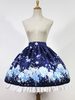 Schöner Lolita Rock Polyester mit Haunted Nacht Neverland Blumendruck Rüschen gefaltet Royal und Print Violett