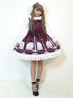 Schönes Lolita Kleid Baumwolle in Burgunderrot