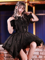 Schönes Lolita Kleid Chiffon mit Falten gotisch in Schwarz