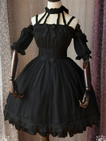 Schönes Lolita Kleid Chiffon mit Trägern und Schleife im klassischen & traditionellen Style