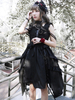 Schönes Lolita Kleid Polyester mit Stehkragen und Rüschen gotisch in Schwarz