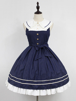 Schönes Lolita Kleid Polyester mit Umlegekragen und Rüschen Seemann