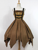 Schönes Lolita Kleid Polyester mit viereckigem Ausschnitt und Rüschen gotisch