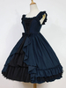 Schönes Lolita Kleid Polyester mit viereckigem Ausschnitt und Rüschen gotisch