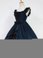 Schönes Lolita Kleid Polyester mit viereckigem Ausschnitt und Rüschen gotisch