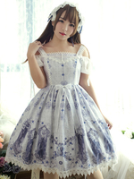 Schönes Lolita Kleid Polyester mit viereckigem Ausschnitt und Schleife im ROCOCO Stil