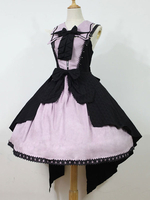 Schönes Lolita Kleid Polyester mit viereckigem Ausschnitt und Spitzen gotisch