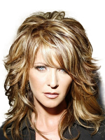 Schönheit Make-up Menschliches Haar Perücke 2020 für Damen Side Bang Tousled lange lockige Frauen Perücke
