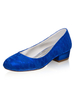 Schnüren Sie sich Hochzeitsschuhe Blaue runde Kappe mit dickem Absatz Hochzeitsgastschuhe