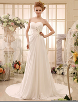 schulterfreies Günstiges Brautkleid aus Chiffon mit Herz-Ausschnitt und Kapelle-Schleppe Milanoo