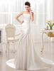 Schulterfreies Mermaid-Brautkleid aus Satin mit Schleppe