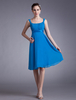Schulterfreies Prom-Cocktailkleid aus Chiffon mit zappelnden Rüschen in Blau