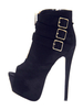 schwarz Sexy schuhe 2020 High Heel Booties Suede Peep Toe Platform Buckle Detail Sky High Ankle Boots