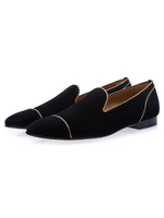 Schwarz Abendschuhe 2020 Wildleder Runder Zeh Metalldetail Slip On Prom Schuhe Herren Loafers