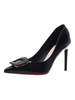Schwarz-Absatz-Frauen-spitze Zehe Strass Stiletto Pumps
