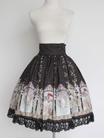 Schwarz Druck synthetische Lolita Rock für Frauen