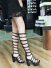 Schwarz Gladiator Sandalen High Heel Sandaletten Frauen Offene Zehe ausgeschnitten Wide Calf Sandalen
