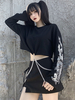 Schwarz Gothic Kostüm Polyester Langarm Retro Tops