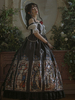 Schwarz Gothic Lolita JSK Kleid Neverland Blumendruck Kaskadierende Rüschen Schleifen Lolita Pullover Röcke