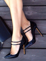 Schwarz High Heels 2021 Damen Spitze Stiletto-Absatz Mary Jane Schuhe Sexy Schuhe