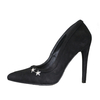 Schwarz High Heels Wildleder Spitz Metall Detail Slip On Pumps Frauen Kleid Schuhe