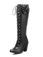 Schwarz Kampfstiefel Frauen Spitzschuh Lace Up Vintage Stiefel Mitte Kalb Stiefel