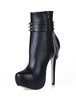 Schwarz Knöchel Stiefel 2021 Frauen Hoch Absatz Stiefels Platform Um Zehe Nieten Kette Detail Stiefels