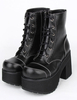 Schwarz Leder Lolita Heel Stiefel für Mädchen