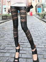 Schwarz Leggings mit Schick Lace Patchwork für Frauen