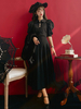 Schwarz Lolita Outfits Klassisches Audrey Gem Vintage Puff Sleeves Top mit Rock