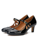 Schwarz Mary Jane Schuhe 2021 Frauen runde Kappe Ausgeschnitten Schnalle Detail Vintage Schuhe