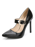 Schwarz Mary Jane Schuhe 2021 Hohe Absätze Spitz Zehe Perlen Vintage Schuhe Für Frauen