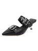Schwarz Mules Frauen Spitzschuh Kitten Heel Hausschuhe in Übergrößen Schuhe