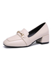 Schwarz PU-Leder Loafers quadratische Zehe-Kunstwerk Metal Details Lässige Damenschuhe