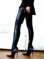 Schwarz Schenkel High Stiefel 2020 Frauen Sexy Stiefel Spitze Stilett Heel Über die Knie Stiefel