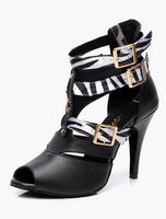 Schwarz schnallte Gladiator Latein Schuhe