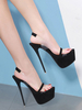 Schwarz Sexy Sandalen Damen Plateau Open Toe Stöckel Absatz Sandale Schuhe High Heel Sandalen