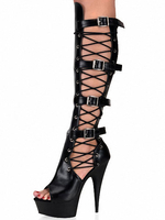 Schwarz Sexy Schuhe 2020 Damen Peep Toe PlatFürm Ausgeschnitten Schnalle Detail High Heel Schuhe