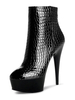 Schwarz Sexy Schuhe 2020 Damen Round Toe Patterned Stiletto-Absatz Booties Stiefelettes