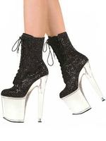 Schwarz Sexy Schuhe 2020 Glitter Transparent PlatFürm Spitze Oben High Heels Für Damen