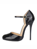 Schwarz Sexy Schuhe 2021Frauen High Heels Runde Kappe Schnalle Detail Stiletto Heel Sexy Pumps