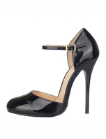 Schwarz Sexy Schuhe 2021Frauen High Heels Runde Kappe Schnalle Detail Stiletto Heel Sexy Pumps