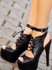 Schwarz Sexy Schuhe Frauen High Heel Sandalen Peep Toe Platform Lace Up Knöchelriemen Sandalen